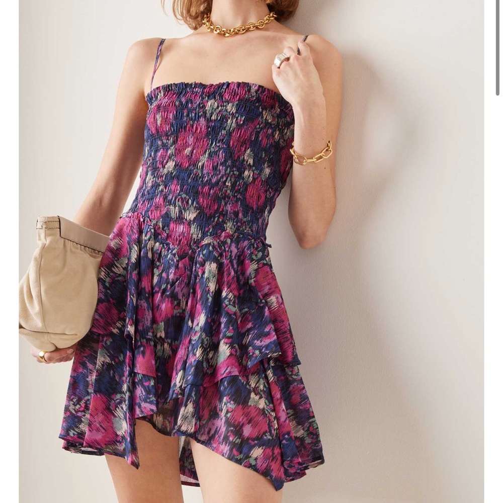 Isabel Marant Étoile Anka Smocked Floral Cotton Mini Dress